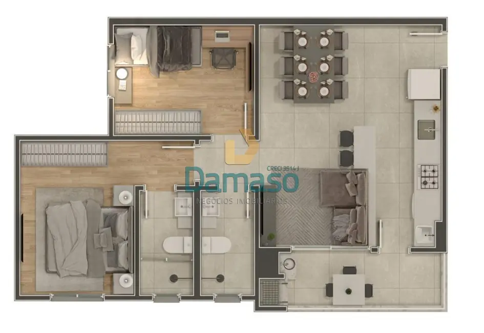 Apartamento com 2 quartos à venda, 59m2 em Cordeiros, Itajai - SC - imagem 9 Foto 9 de Apartamento com 2 quartos à venda, 59m2 em Cordeiros, Itajai - SC