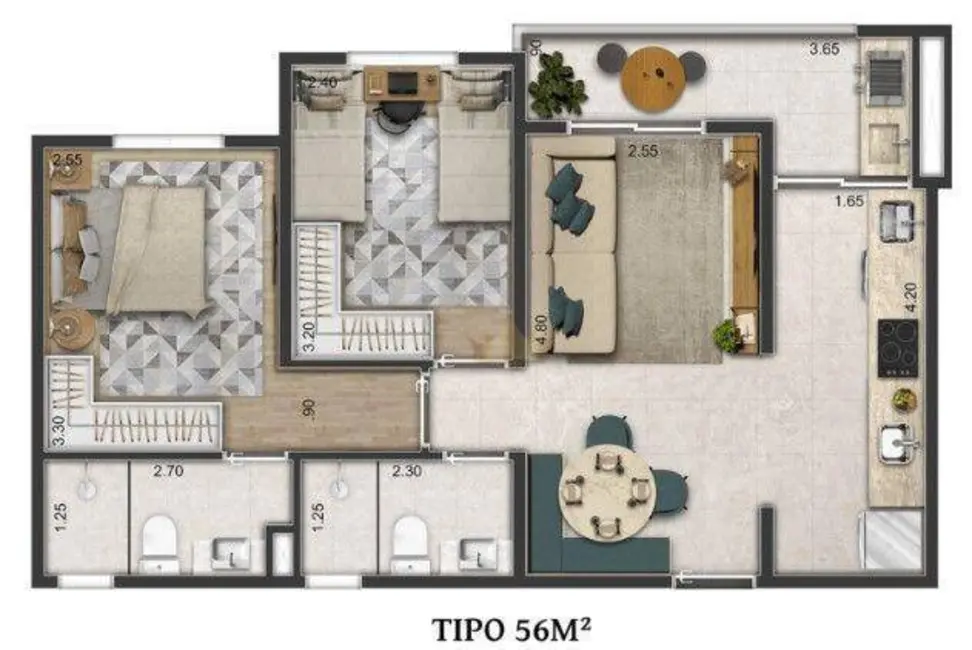 Foto 8 de Apartamento com 2 quartos à venda, 56m2 em Chácara Bela Vista, Sumare - SP