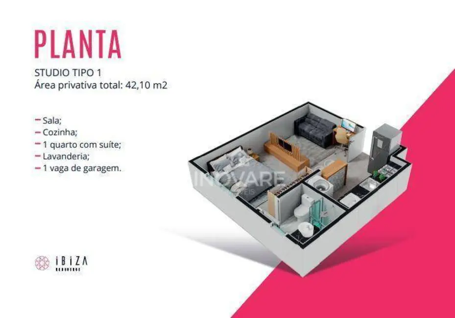 Foto 2 de Kitnet com 1 quarto à venda, 42m2 em Itumbiara - GO
