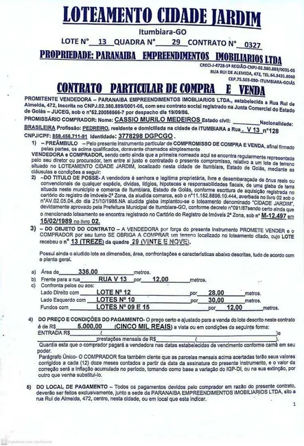 Terreno / Lote à venda, 336m2 em Cidade Jardim, Itumbiara - GO - imagem 2 Foto 2 de Terreno / Lote à venda, 336m2 em Cidade Jardim, Itumbiara - GO