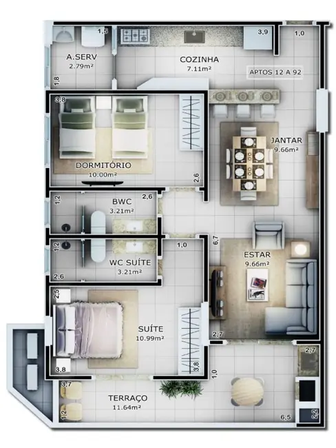 Foto 5 de Apartamento com 2 quartos à venda, 80m2 em Mongagua - SP