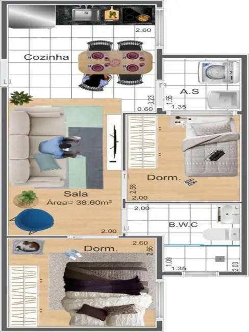 Apartamento com 1 quarto à venda, 44m2 em Penha de França, São Paulo - SP - imagem 2 Foto 2 de Apartamento com 1 quarto à venda, 44m2 em Penha de França, São Paulo - SP