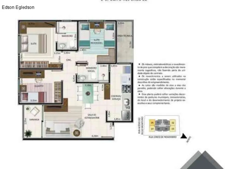 Foto 4 de Apartamento com 3 quartos à venda, 100m2 em Horto, Teresina - PI