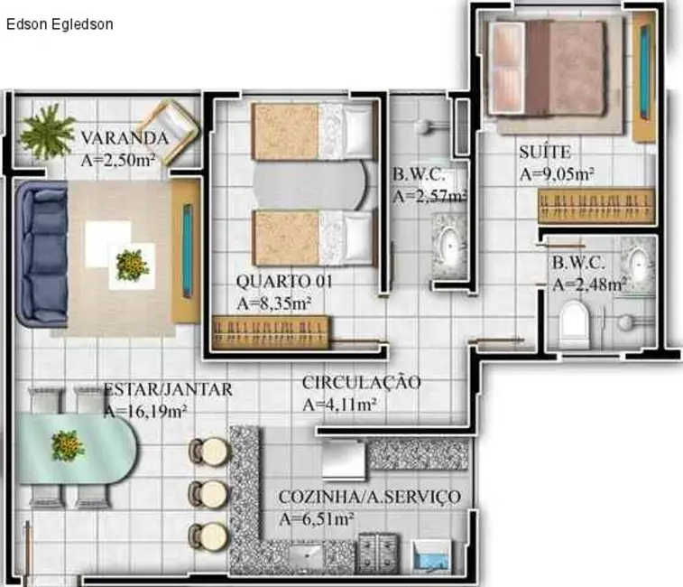 Apartamento com 2 quartos à venda, 64m2 em Uruguai, Teresina - PI - imagem 5 Foto 5 de Apartamento com 2 quartos à venda, 64m2 em Uruguai, Teresina - PI