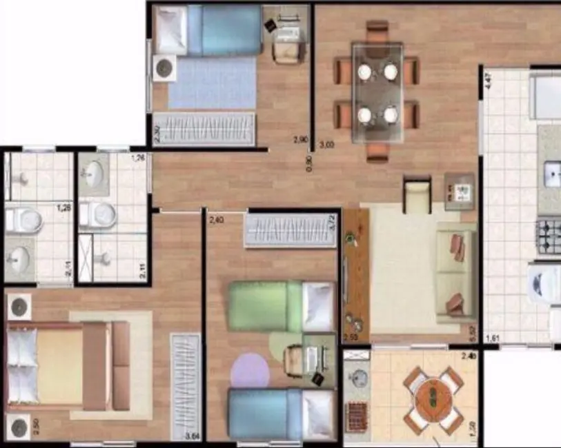 Foto 8 de Apartamento com 3 quartos à venda, 68m2 em Parque Santo Antônio, Taubate - SP