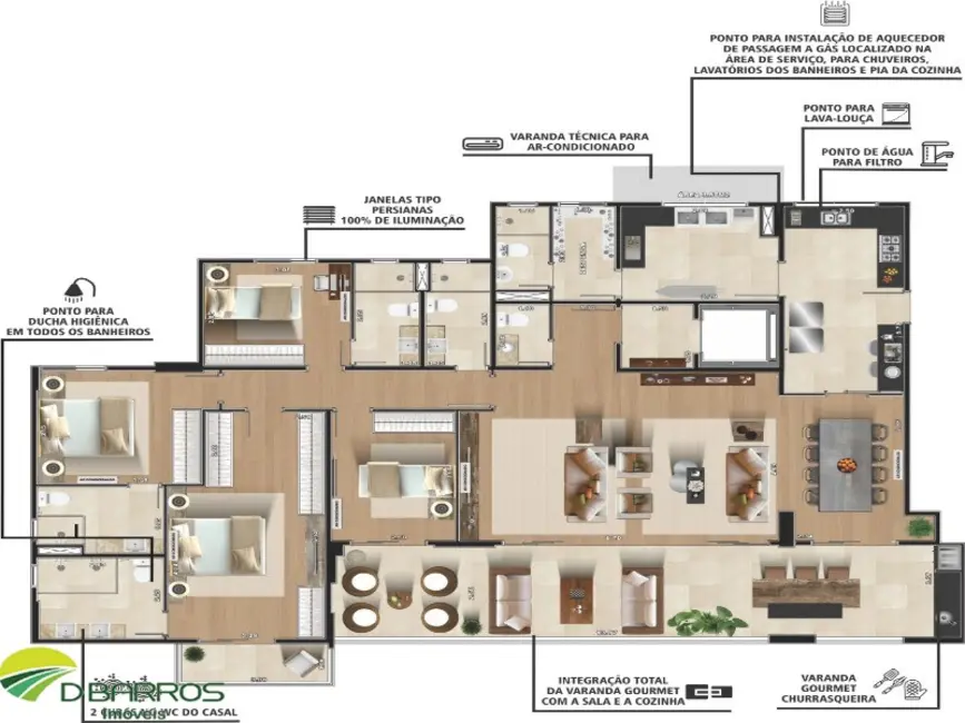 Foto 5 de Apartamento com 4 quartos à venda, 212m2 em Jardim das Nações, Taubate - SP