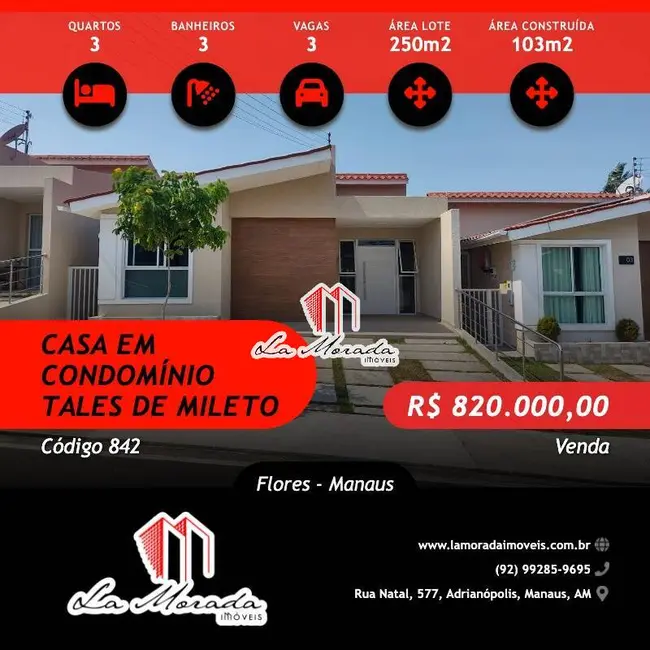 Foto 1 de Casa de Condomínio com 3 quartos à venda, 103m2 em Flores, Manaus - AM