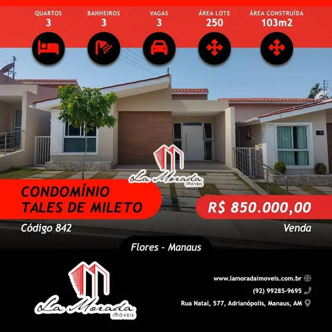 Foto 1 de Casa de Condomínio com 3 quartos à venda, 103m2 em Flores, Manaus - AM