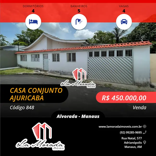 Foto 1 de Casa com 4 quartos à venda, 190m2 em Alvorada, Manaus - AM