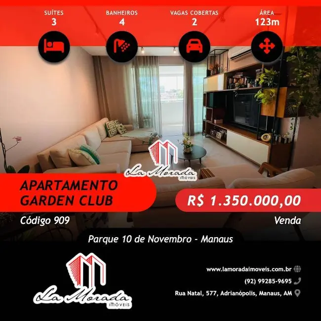 Foto 1 de Apartamento com 3 quartos à venda, 123m2 em Parque 10 de Novembro, Manaus - AM