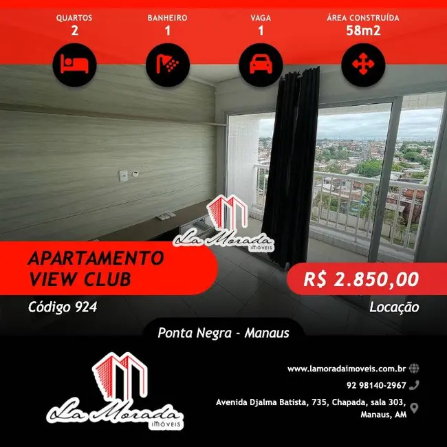 Foto 1 de Apartamento com 2 quartos para alugar em Ponta Negra, Manaus - AM