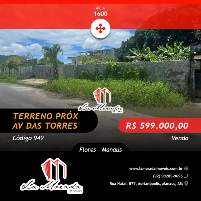 Foto 1 de Terreno / Lote à venda, 1600m2 em Flores, Manaus - AM