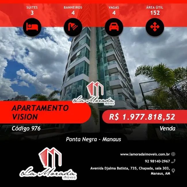 Foto 1 de Apartamento com 3 quartos à venda, 152m2 em Ponta Negra, Manaus - AM