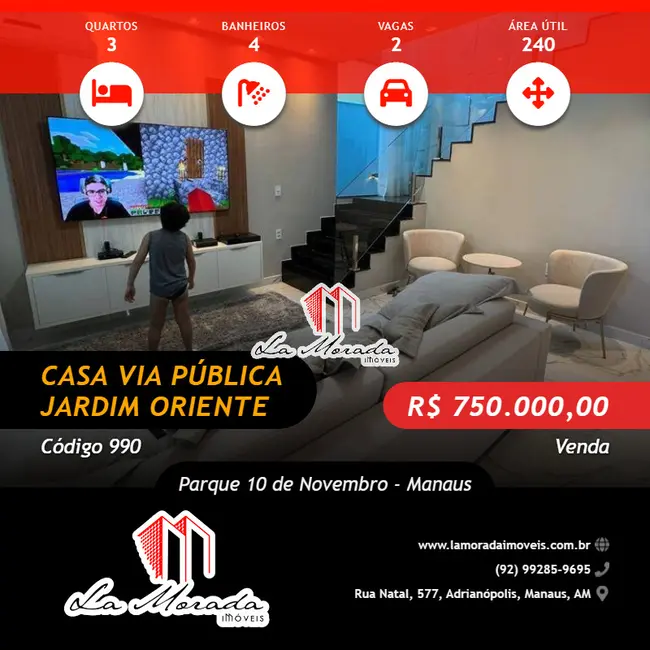 Foto 1 de Casa com 3 quartos à venda, 240m2 em Parque 10 de Novembro, Manaus - AM