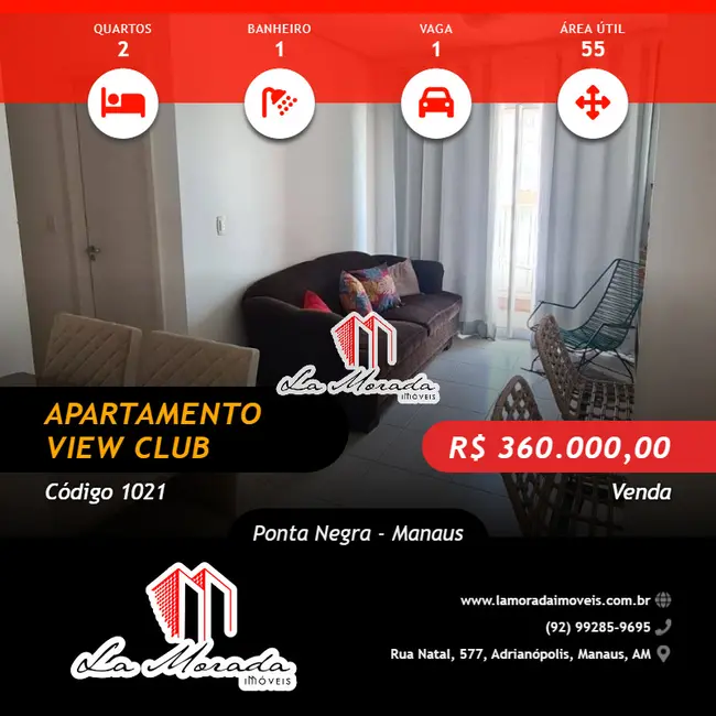 Foto 1 de Apartamento com 2 quartos à venda, 55m2 em Ponta Negra, Manaus - AM