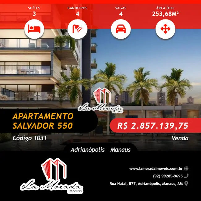 Foto 1 de Apartamento com 3 quartos à venda, 254m2 em Adrianópolis, Manaus - AM