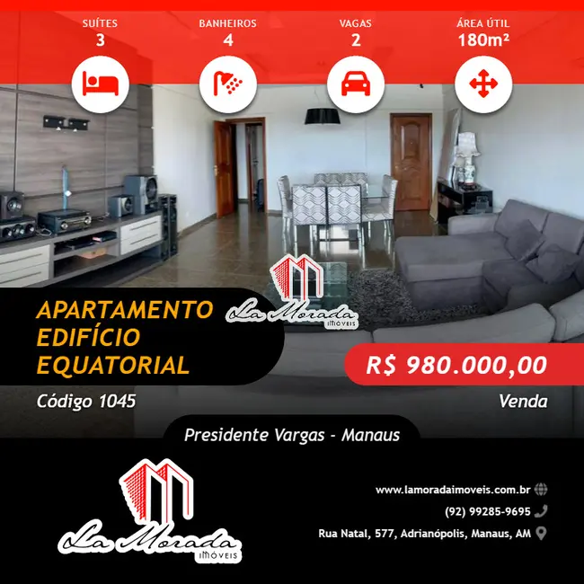 Foto 1 de Apartamento com 3 quartos à venda, 180m2 em Presidente Vargas, Manaus - AM