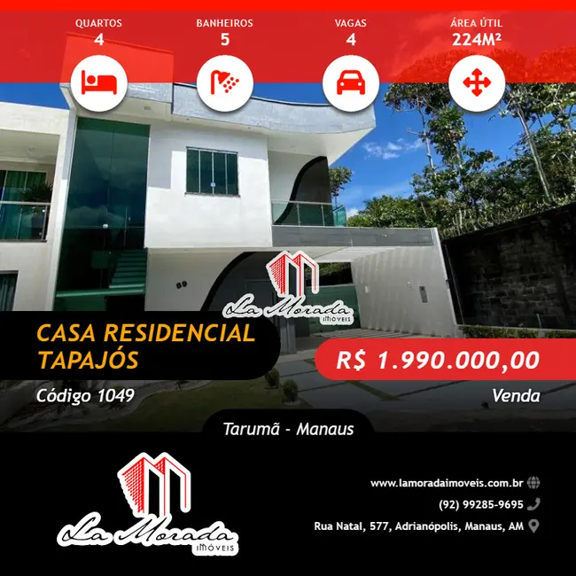 Foto 1 de Casa com 4 quartos à venda, 224m2 em Taruma, Manaus - AM