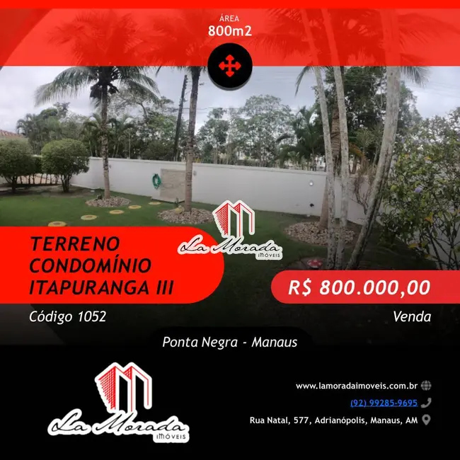 Foto 1 de Lote de Condomínio à venda, 800m2 em Ponta Negra, Manaus - AM