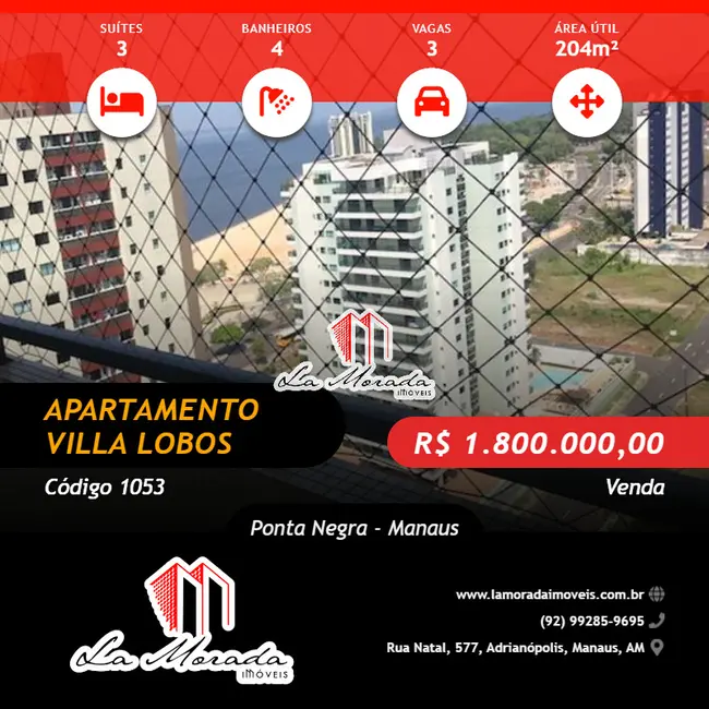 Foto 1 de Apartamento com 3 quartos à venda, 204m2 em Ponta Negra, Manaus - AM
