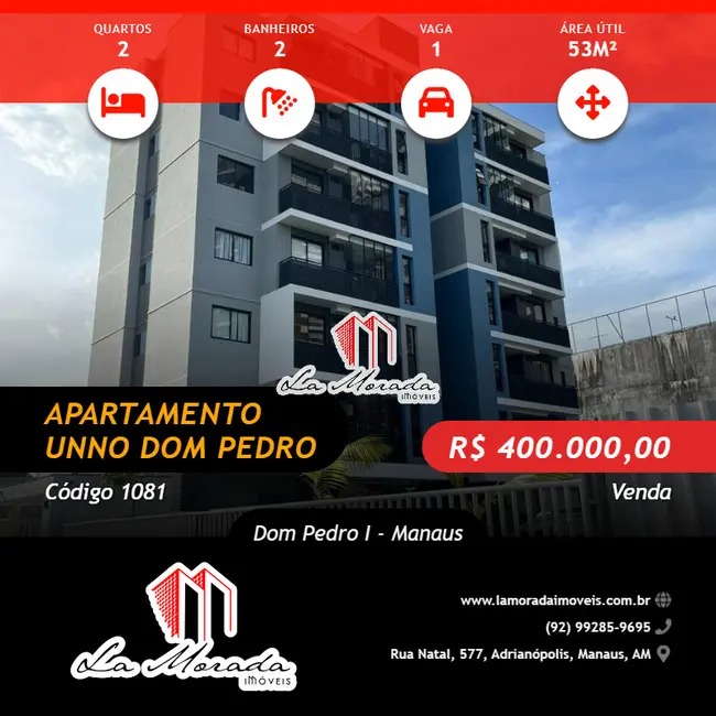 Foto 1 de Apartamento com 2 quartos à venda, 53m2 em Dom Pedro I, Manaus - AM