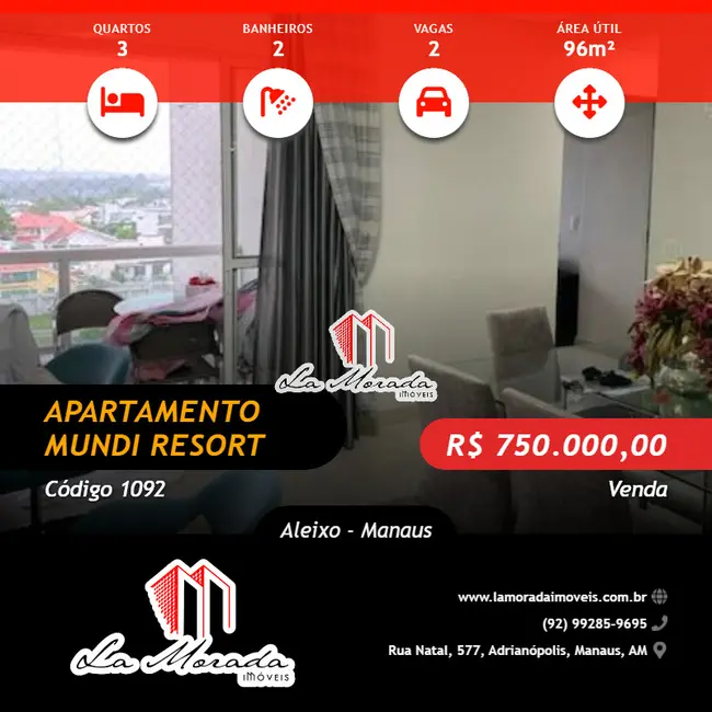 Foto 1 de Apartamento com 3 quartos à venda, 96m2 em Aleixo, Manaus - AM