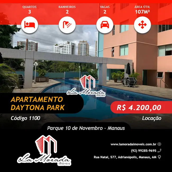 Foto 1 de Apartamento com 3 quartos para alugar, 107m2 em Parque 10 de Novembro, Manaus - AM