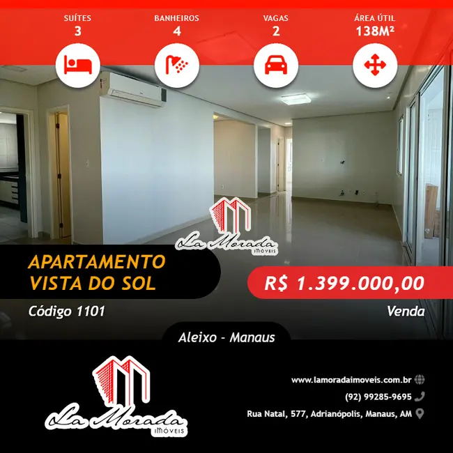Foto 1 de Apartamento com 3 quartos à venda, 138m2 em Aleixo, Manaus - AM