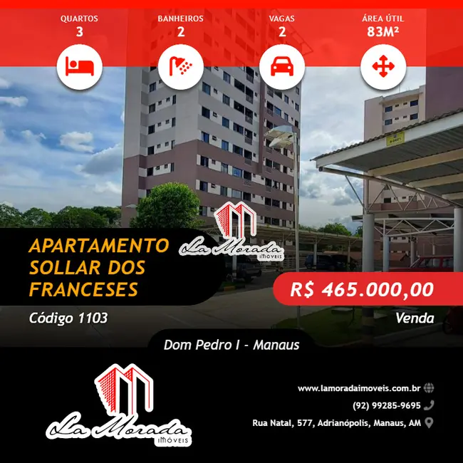 Foto 1 de Apartamento com 3 quartos à venda, 83m2 em Dom Pedro I, Manaus - AM