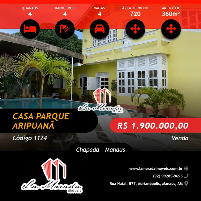 Foto 1 de Apartamento com 4 quartos à venda, 360m2 em Chapada, Manaus - AM
