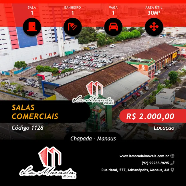 Foto 1 de Sala Comercial para alugar, 30m2 em Chapada, Manaus - AM