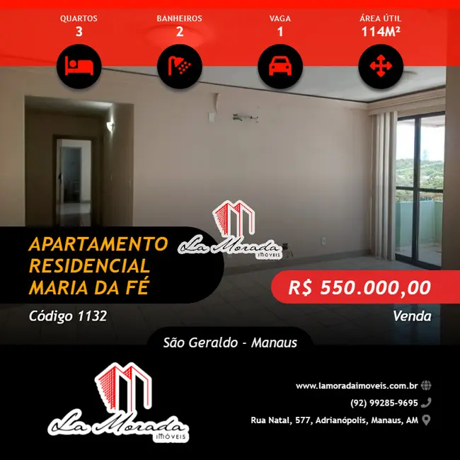 Foto 1 de Apartamento com 3 quartos à venda, 114m2 em São Geraldo, Manaus - AM