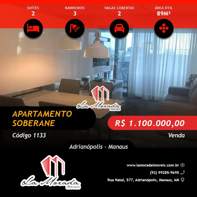 Foto 1 de Apartamento com 2 quartos à venda, 89m2 em Adrianópolis, Manaus - AM