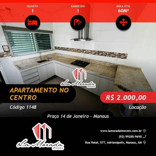 Foto 1 de Apartamento com 1 quarto para alugar, 60m2 em Praça 14 de Janeiro, Manaus - AM