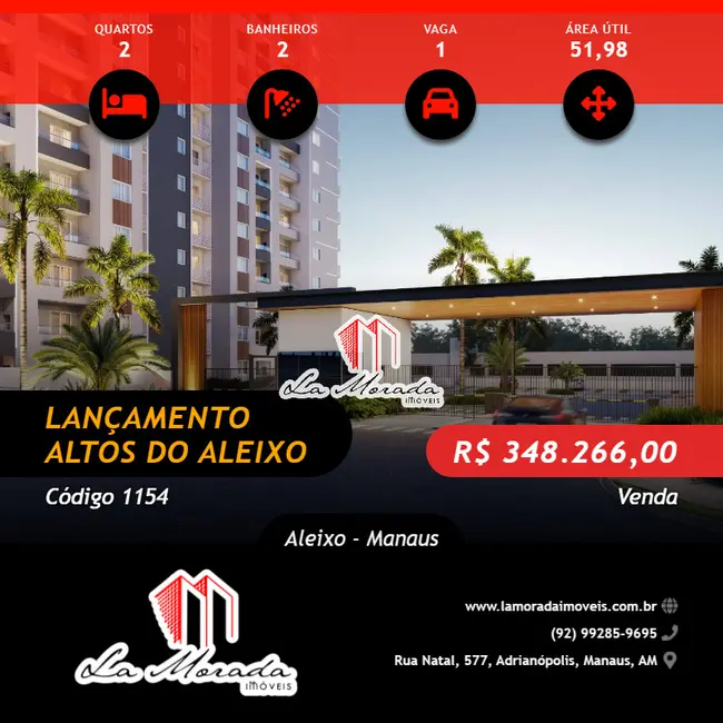 Foto 1 de Apartamento com 2 quartos à venda, 52m2 em Aleixo, Manaus - AM