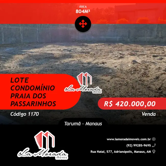 Foto 1 de Lote de Condomínio à venda, 804m2 em Tarumã, Manaus - AM