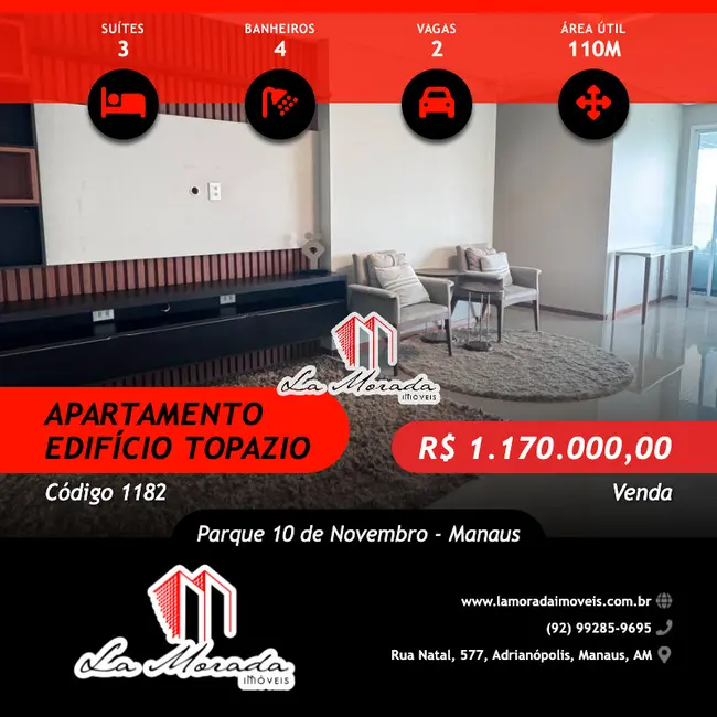 Foto 1 de Apartamento com 3 quartos à venda, 110m2 em Parque 10 de Novembro, Manaus - AM