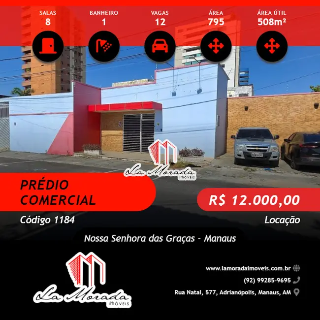 Foto 1 de Sala Comercial para alugar, 508m2 em Nossa Senhora das Graças, Manaus - AM