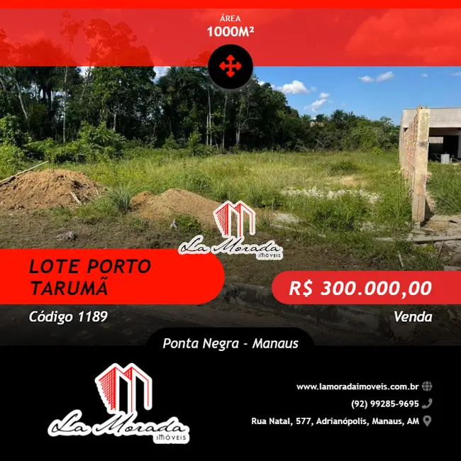 Foto 1 de Terreno / Lote à venda, 1000m2 em Ponta Negra, Manaus - AM