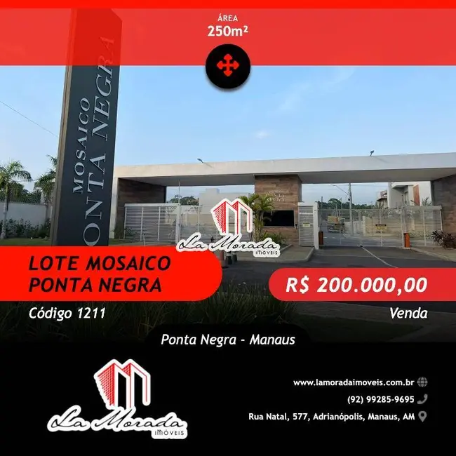 Foto 1 de Terreno / Lote à venda, 250m2 em Ponta Negra, Manaus - AM