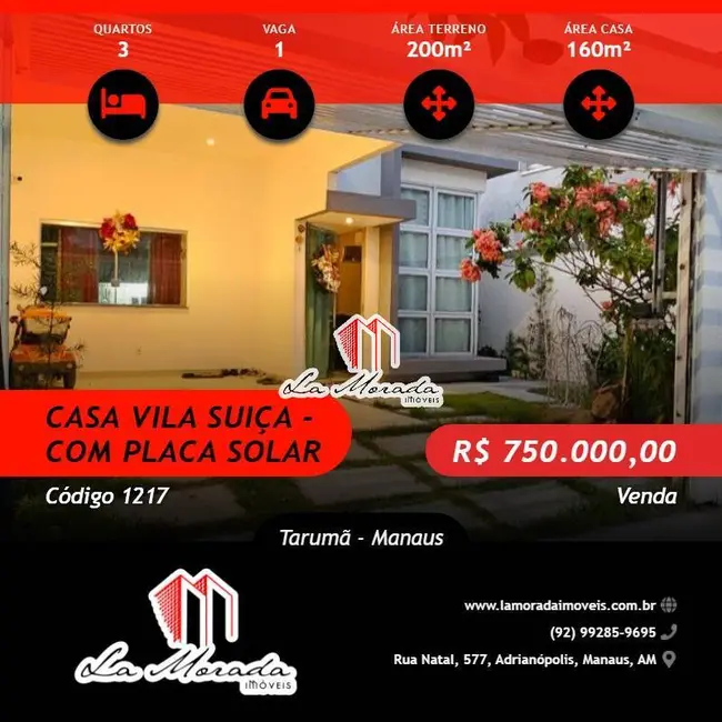 Foto 1 de Casa com 3 quartos à venda, 160m2 em Tarumã, Manaus - AM
