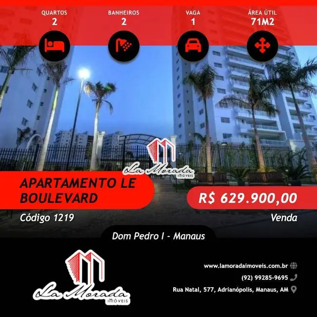 Foto 1 de Apartamento com 2 quartos à venda, 71m2 em Dom Pedro I, Manaus - AM