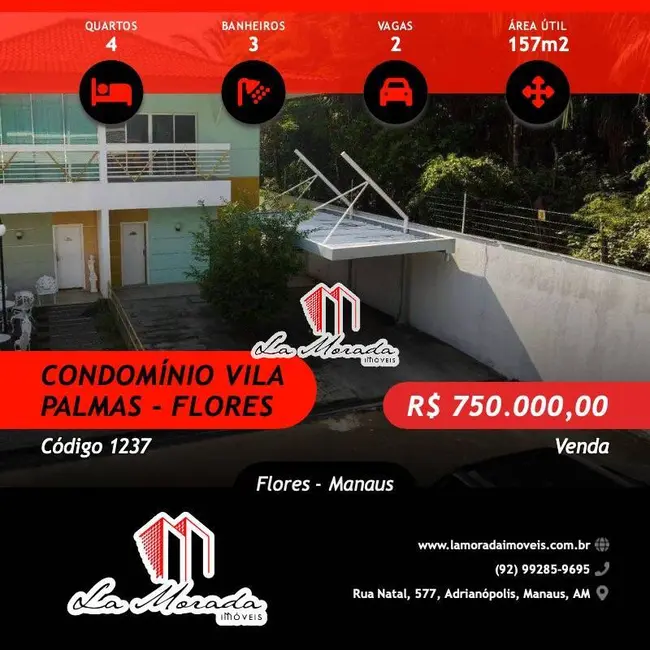 Foto 1 de Casa de Condomínio com 4 quartos à venda, 157m2 em Flores, Manaus - AM