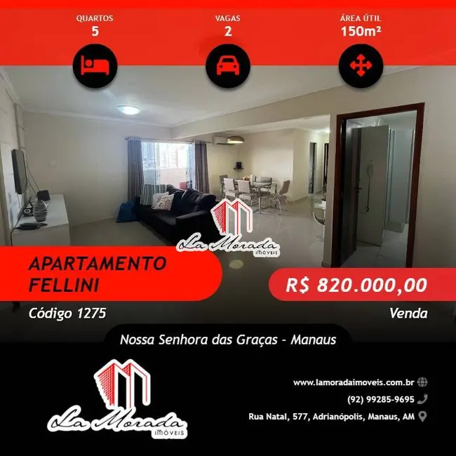 Apartamento com 5 quartos à venda, 150m2 em Nossa Senhora das Graças, Manaus - AM - imagem 1 Foto 1 de Apartamento com 5 quartos à venda, 150m2 em Nossa Senhora das Graças, Manaus - AM
