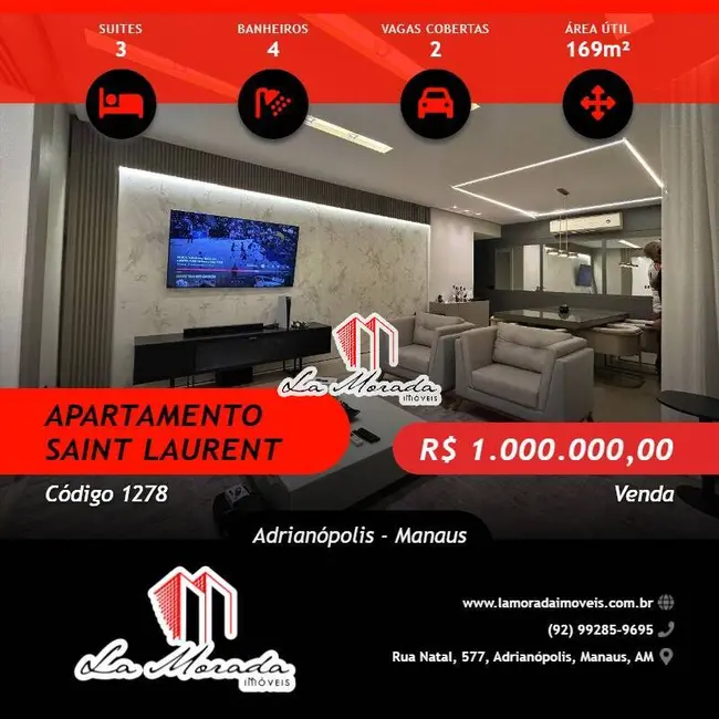 Foto 1 de Apartamento com 3 quartos à venda, 169m2 em Adrianópolis, Manaus - AM