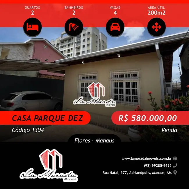 Foto 1 de Casa com 2 quartos à venda, 200m2 em Flores, Manaus - AM