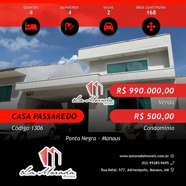 Foto 1 de Casa com 4 quartos à venda em Ponta Negra, Manaus - AM