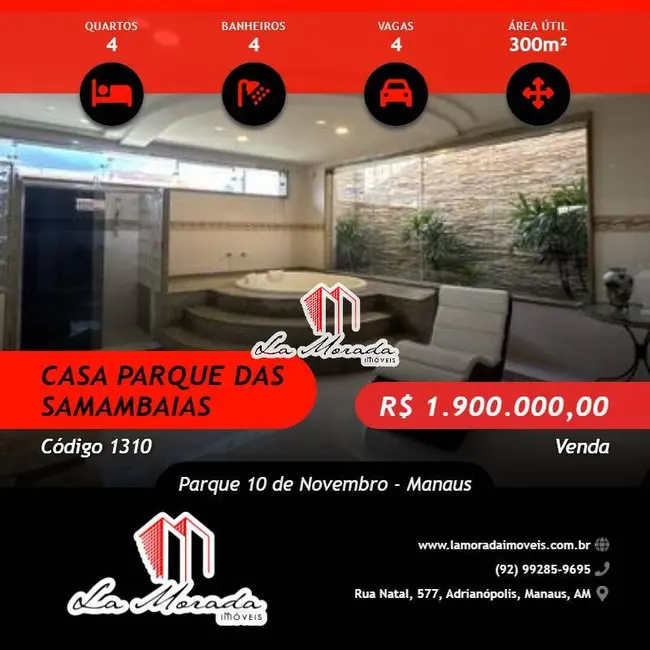 Foto 1 de Casa com 4 quartos à venda, 300m2 em Parque 10 de Novembro, Manaus - AM