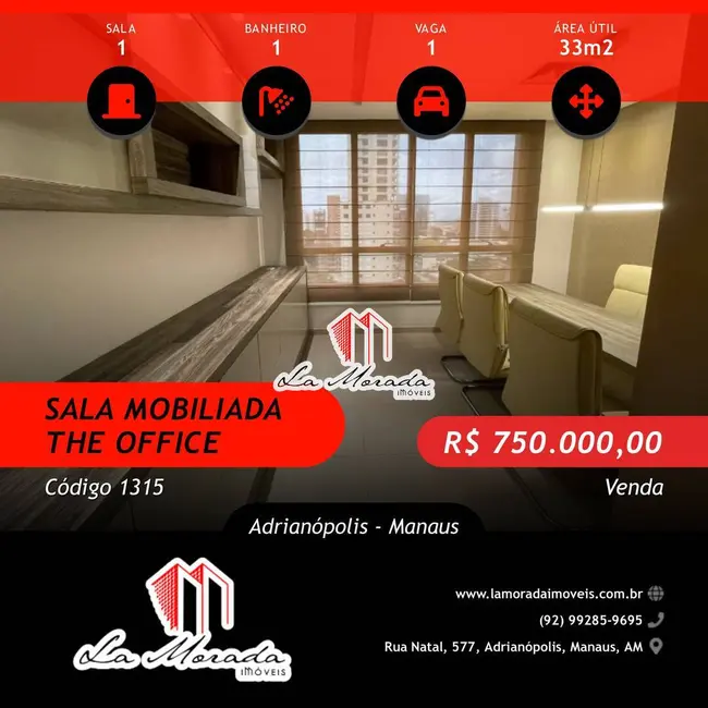 Sala Comercial à venda, 33m2 em Adrianópolis, Manaus - AM - imagem 1 Foto 1 de Sala Comercial à venda, 33m2 em Adrianópolis, Manaus - AM