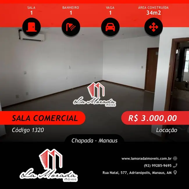 Foto 1 de Sala Comercial para alugar em Chapada, Manaus - AM